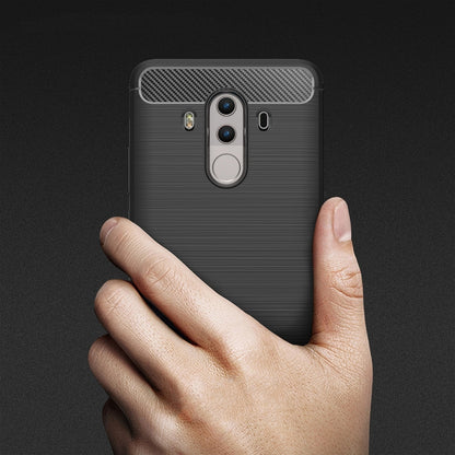For Huawei  Mate 10 Pro Brushed Texture Carbon Fiber Shockproof TPU Rugged Armor Protective Case (Red) - Huawei Cases by buy2fix | Online Shopping UK | buy2fix