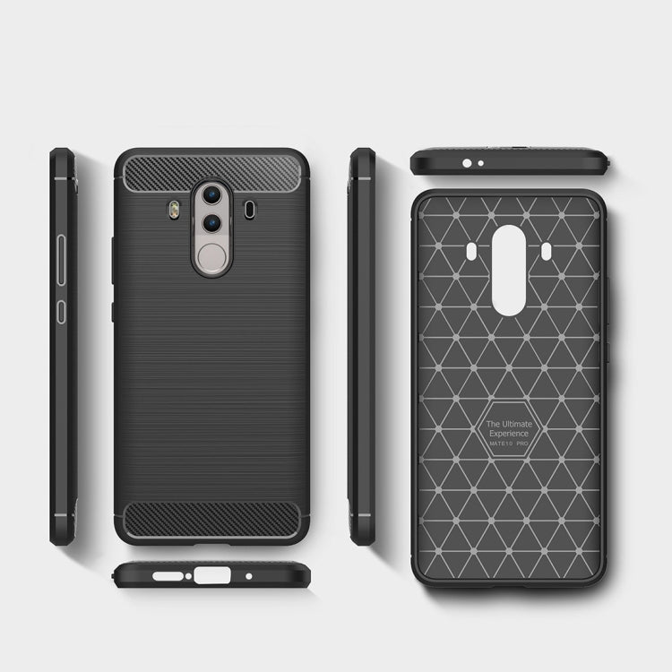 For Huawei  Mate 10 Pro Brushed Texture Carbon Fiber Shockproof TPU Rugged Armor Protective Case (Red) - Huawei Cases by buy2fix | Online Shopping UK | buy2fix