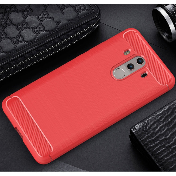 For Huawei  Mate 10 Pro Brushed Texture Carbon Fiber Shockproof TPU Rugged Armor Protective Case (Red) - Huawei Cases by buy2fix | Online Shopping UK | buy2fix