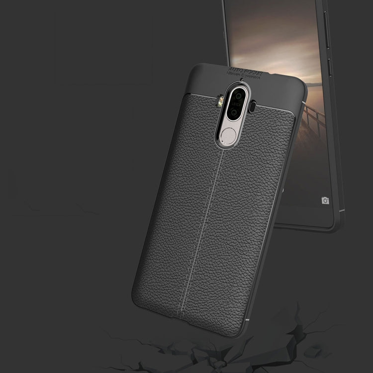 For Huawei  Mate 9 Litchi Texture Full Coverage TPU Protective Back Cover Case (Black) - Huawei Cases by buy2fix | Online Shopping UK | buy2fix