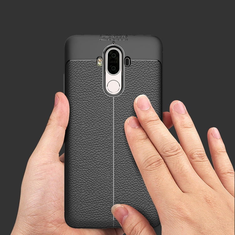 For Huawei  Mate 9 Litchi Texture Full Coverage TPU Protective Back Cover Case (Black) - Huawei Cases by buy2fix | Online Shopping UK | buy2fix