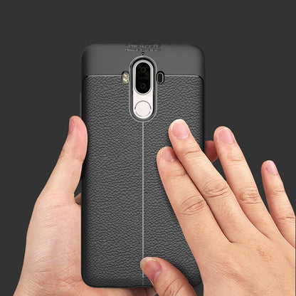 For Huawei  Mate 9 Litchi Texture Full Coverage TPU Protective Back Cover Case (Black) - Huawei Cases by buy2fix | Online Shopping UK | buy2fix