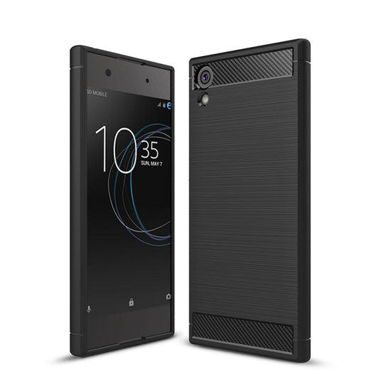 For Sony Xperia XA1 Ultra Brushed Texture Carbon Fiber Shockproof TPU Rugged Armor Protective Case(Black) - Sony Cases by buy2fix | Online Shopping UK | buy2fix