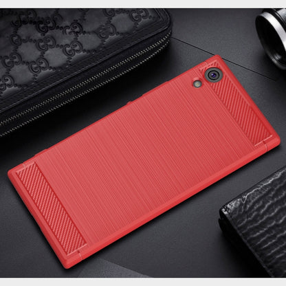 For Sony Xperia XA1 Ultra Brushed Texture Carbon Fiber Shockproof TPU Rugged Armor Protective Case(Red) - Sony Cases by buy2fix | Online Shopping UK | buy2fix