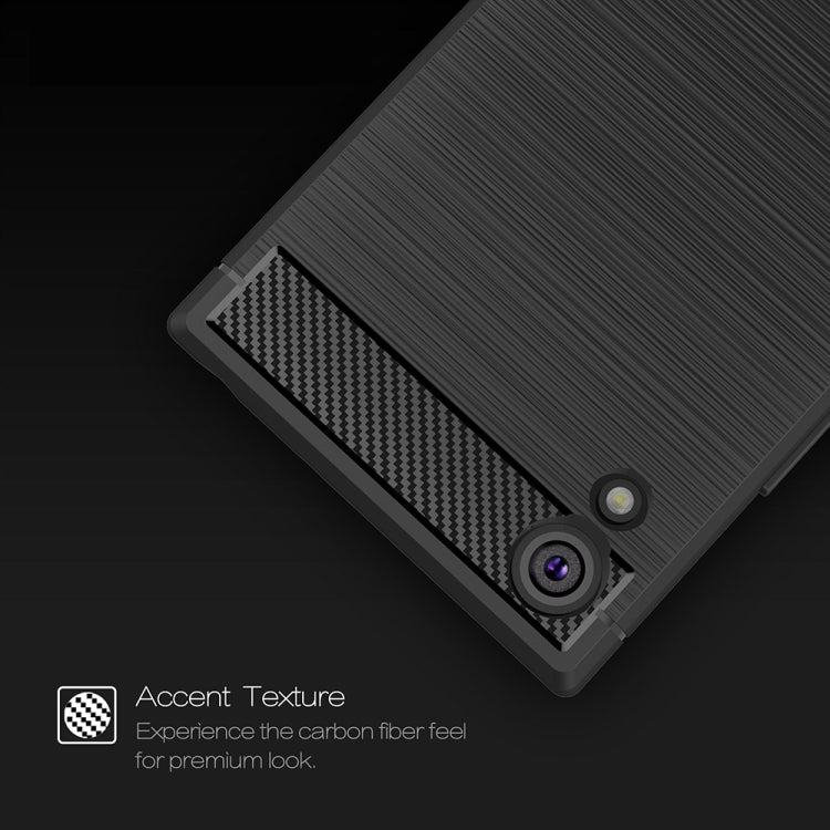 For Sony Xperia XA1 Ultra Brushed Texture Carbon Fiber Shockproof TPU Rugged Armor Protective Case(Red) - Sony Cases by buy2fix | Online Shopping UK | buy2fix