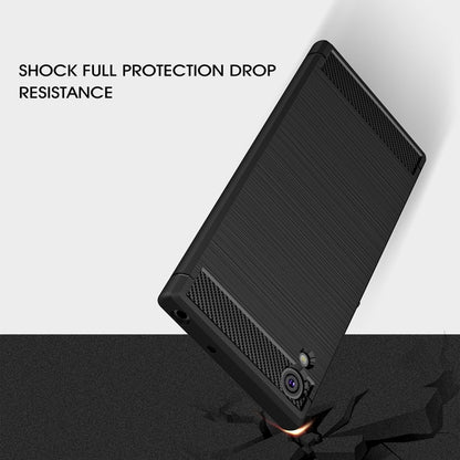 For Sony Xperia XA1 Ultra Brushed Texture Carbon Fiber Shockproof TPU Rugged Armor Protective Case(Red) - Sony Cases by buy2fix | Online Shopping UK | buy2fix
