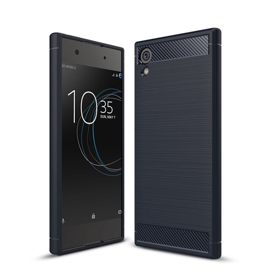 For Sony Xperia XA1 Brushed Texture Carbon Fiber Shockproof TPU Rugged Armor Protective Case(navy) - Sony Cases by buy2fix | Online Shopping UK | buy2fix