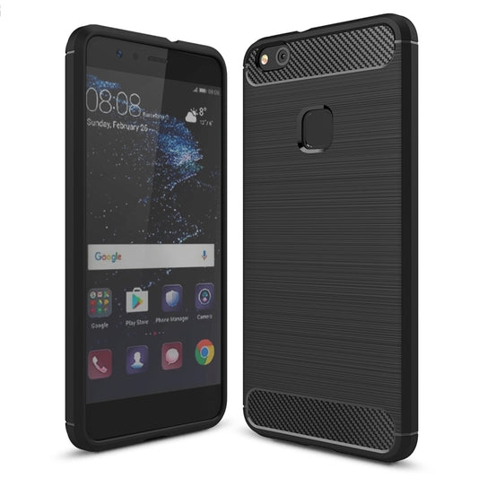 For Huawei P10 Lite Brushed Carbon Fiber Texture Shockproof TPU Protective Cover Case (Black) - Huawei Cases by buy2fix | Online Shopping UK | buy2fix