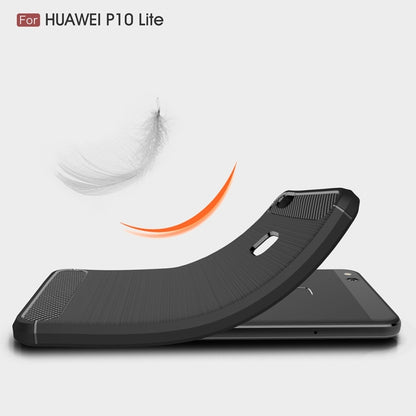 For Huawei P10 Lite Brushed Carbon Fiber Texture Shockproof TPU Protective Cover Case (Black) - Huawei Cases by buy2fix | Online Shopping UK | buy2fix