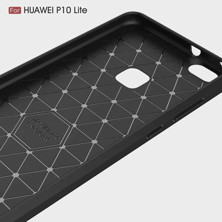 For Huawei P10 Lite Brushed Carbon Fiber Texture Shockproof TPU Protective Cover Case (Black) - Huawei Cases by buy2fix | Online Shopping UK | buy2fix