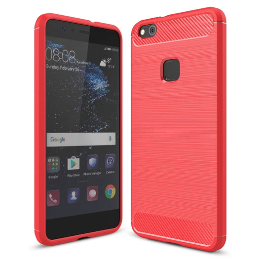 For Huawei P10 Lite Brushed Carbon Fiber Texture Shockproof TPU Protective Cover Case (Red) - Huawei Cases by buy2fix | Online Shopping UK | buy2fix
