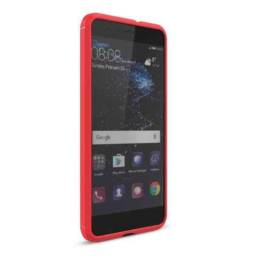 For Huawei P10 Lite Brushed Carbon Fiber Texture Shockproof TPU Protective Cover Case (Red) - Huawei Cases by buy2fix | Online Shopping UK | buy2fix