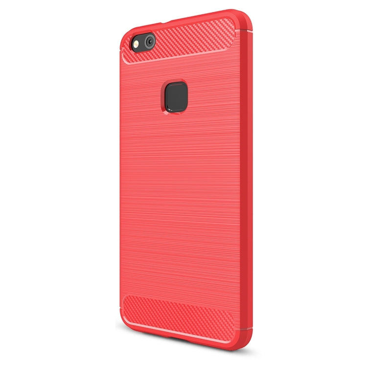 For Huawei P10 Lite Brushed Carbon Fiber Texture Shockproof TPU Protective Cover Case (Red) - Huawei Cases by buy2fix | Online Shopping UK | buy2fix