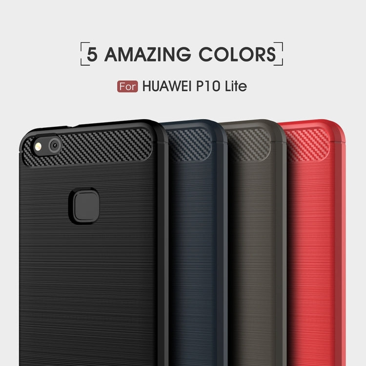 For Huawei P10 Lite Brushed Carbon Fiber Texture Shockproof TPU Protective Cover Case (Black) - Huawei Cases by buy2fix | Online Shopping UK | buy2fix