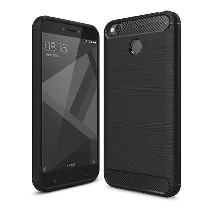 For Xiaomi Redmi 4X Brushed Carbon Fiber Texture Shockproof TPU Protective Cover Case (Black) by buy2fix