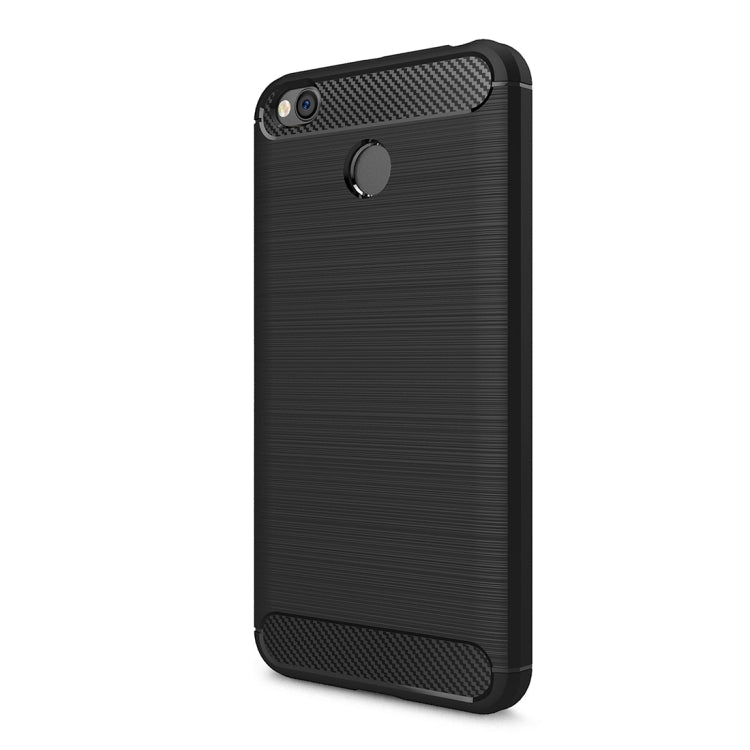 For Xiaomi Redmi 4X Brushed Carbon Fiber Texture Shockproof TPU Protective Cover Case (Black) by buy2fix