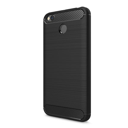 For Xiaomi Redmi 4X Brushed Carbon Fiber Texture Shockproof TPU Protective Cover Case (Black) by buy2fix