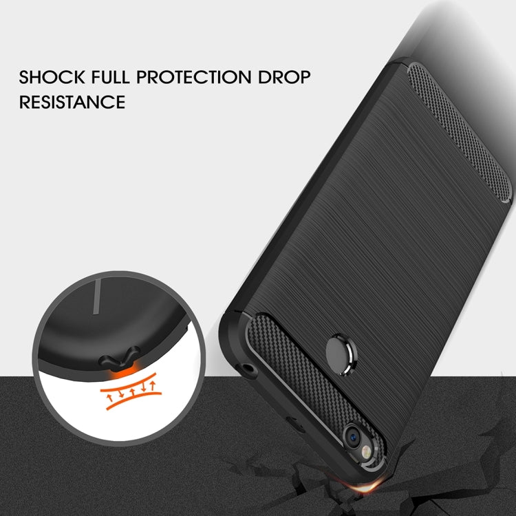 For Xiaomi Redmi 4X Brushed Carbon Fiber Texture Shockproof TPU Protective Cover Case (Black) by buy2fix