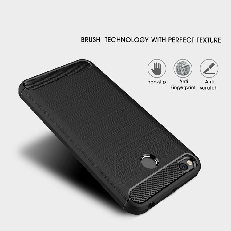 For Xiaomi Redmi 4X Brushed Carbon Fiber Texture Shockproof TPU Protective Cover Case (Black) by buy2fix