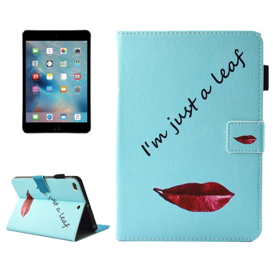 For iPad mini 4 / 3 / 2 / 1 Lips and Leaves Pattern Horizontal Flip Leather Case with Holder & Wallet & Card Slots & Sleep / Wake-up Function & Pen Slot - iPad Mini 4 & 3 & 2 & 1 Cases by buy2fix | Online Shopping UK | buy2fix