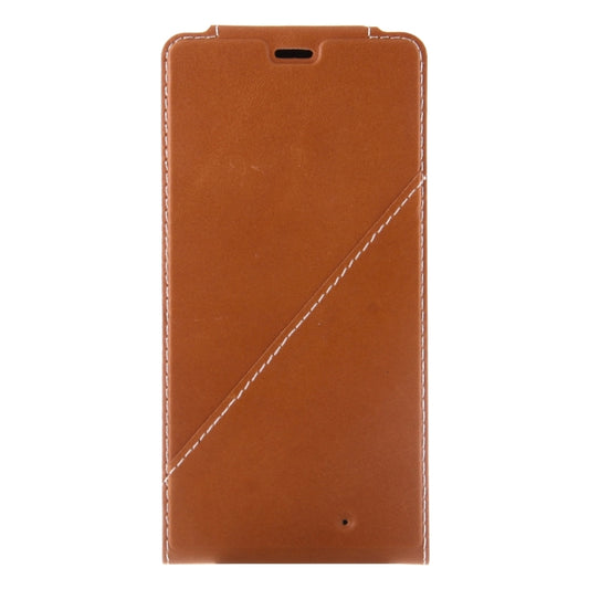 Vertical Flip Genuine Leather Case + QI Wireless Standard Charging Back Cover For Microsoft Lumia 950 XL(Brown) - For Microsoft by buy2fix | Online Shopping UK | buy2fix