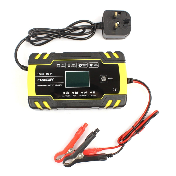 FOXSUR 12V-24V Car Motorcycle Truck ABS Repair Battery Charger AGM Charger, UK Plug by FOXSUR