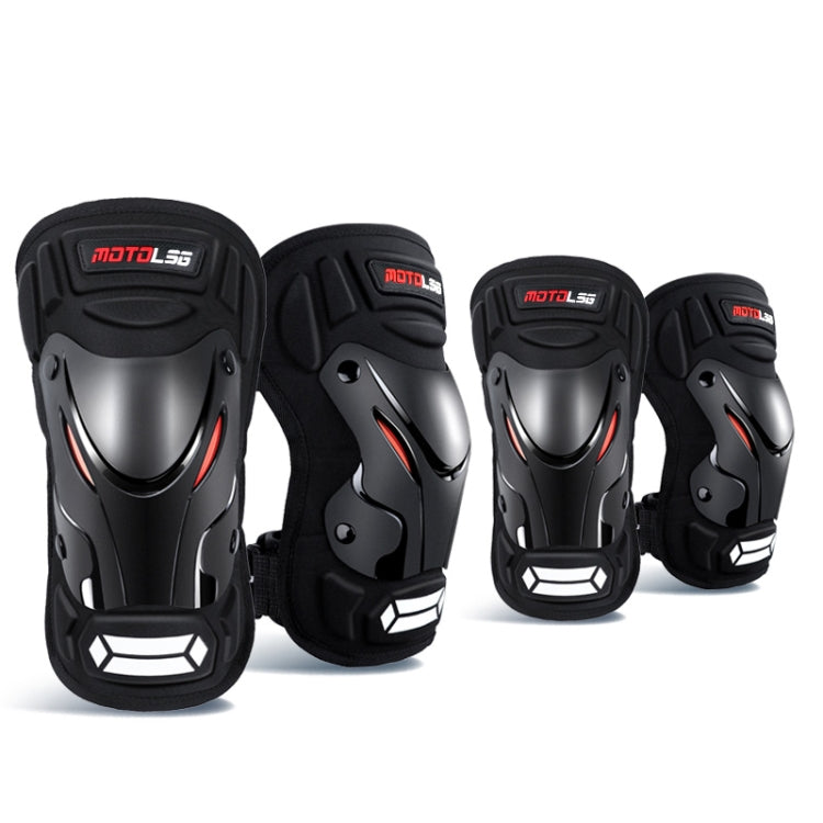 Motolsg 4 in 1 Knee Pads Elbow Pads Outdoor Sports Hiking Ski Motorcycle Bicycle Riding Protective Gear with Reflective Strip (Black) by buy2fix