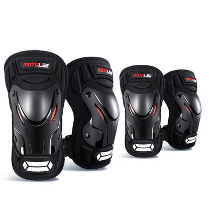 Motolsg 4 in 1 Knee Pads Elbow Pads Outdoor Sports Hiking Ski Motorcycle Bicycle Riding Protective Gear with Reflective Strip (Black) by buy2fix