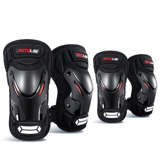 Motolsg 4 in 1 Knee Pads Elbow Pads Outdoor Sports Hiking Ski Motorcycle Bicycle Riding Protective Gear with Reflective Strip (Black) - Protective Gear by buy2fix | Online Shopping UK | buy2fix