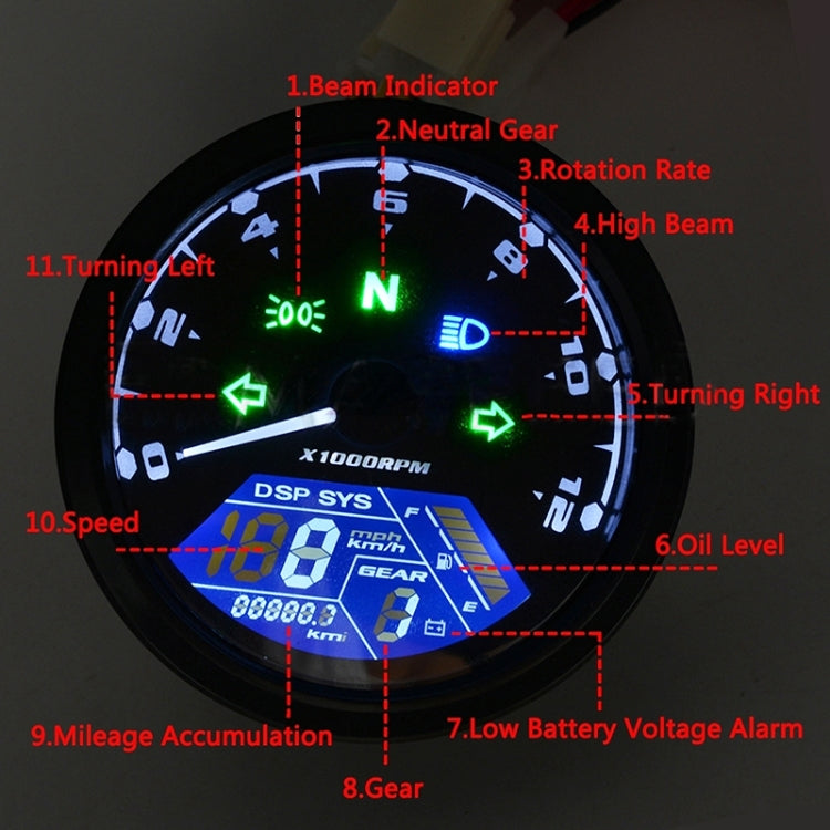 Universal Motorcycle Retro Modified Instrument Odometer LCD Instrument Assembly - Others by buy2fix | Online Shopping UK | buy2fix