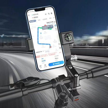 Motorcycle Spherical Compass Phone Holder, Handlebar with Light (Black) - Holder by buy2fix | Online Shopping UK | buy2fix