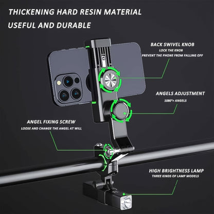 Motorcycle Spherical Compass Phone Holder, Handlebar with Light (Black) - Holder by buy2fix | Online Shopping UK | buy2fix