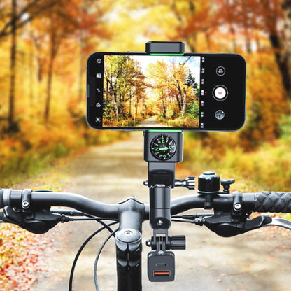 Motorcycle Spherical Compass Phone Holder, Handlebar with Light (Black) - Holder by buy2fix | Online Shopping UK | buy2fix