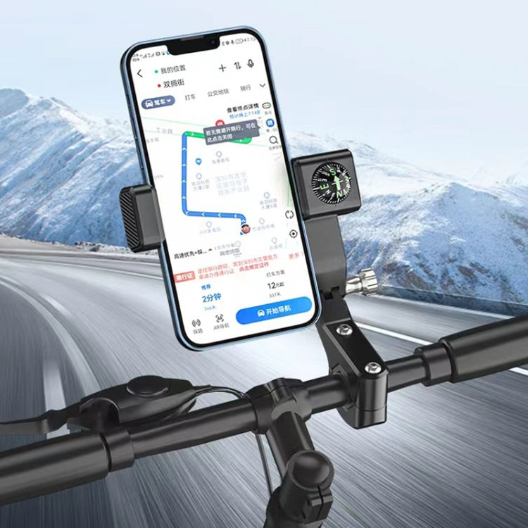Motorcycle Spherical Compass Phone Holder, Handlebar without Light (Black) - Holder by buy2fix | Online Shopping UK | buy2fix