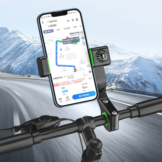 Motorcycle Spherical Compass Phone Holder, Handlebar without Light (Green) - Holder by buy2fix | Online Shopping UK | buy2fix