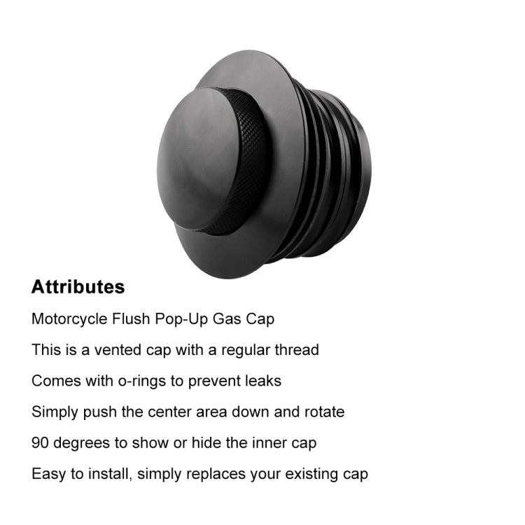Motorcycle Flush Pop-up Gas Cap with O-ring for Harley Davidson (Black) - Replacement Parts by buy2fix | Online Shopping UK | buy2fix