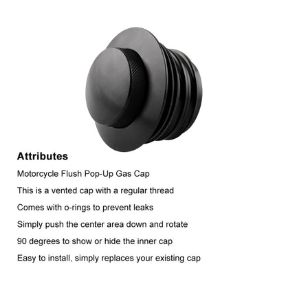 Motorcycle Flush Pop-up Gas Cap with O-ring for Harley Davidson (Black) - Replacement Parts by buy2fix | Online Shopping UK | buy2fix