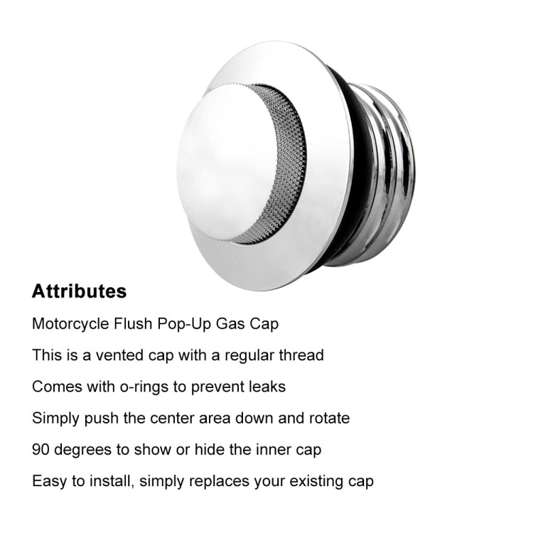 Motorcycle Flush Pop-up Gas Cap with O-ring for Harley Davidson (Silver) - Replacement Parts by buy2fix | Online Shopping UK | buy2fix