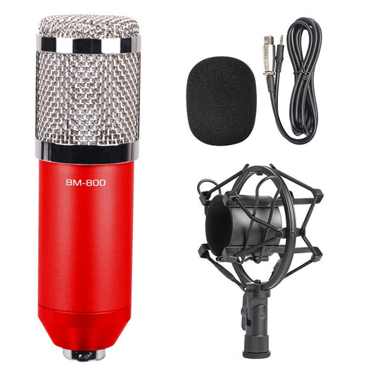 BM-800 3.5mm Studio Recording Wired Condenser Sound Microphone with Shock Mount, Compatible with PC / Mac for Live Broadcast Show, KTV, etc.(Red) - Microphone by buy2fix | Online Shopping UK | buy2fix