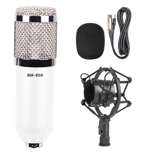 BM-800 3.5mm Studio Recording Wired Condenser Sound Microphone with Shock Mount, Compatible with PC / Mac for Live Broadcast Show, KTV, etc.(White) - Microphone by buy2fix | Online Shopping UK | buy2fix