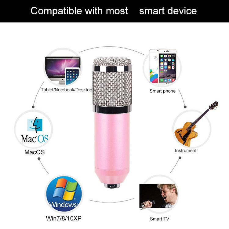 BM-800 Network K-Song Dedicated High-end Metal Shock Mount Microphone Set(Pink) - Microphone by buy2fix | Online Shopping UK | buy2fix