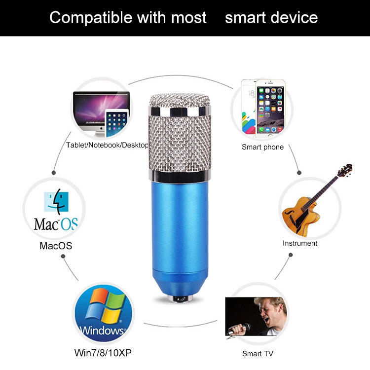 BM-800 Network K-Song Dedicated High-end Metal Shock Mount Microphone Set(Blue) - Microphone by buy2fix | Online Shopping UK | buy2fix
