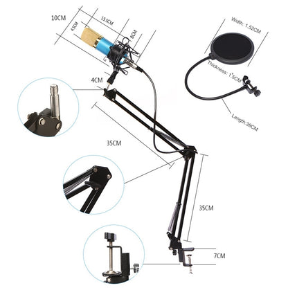 BM-800 Network K-Song Dedicated High-end Metal Shock Mount Microphone Set(Blue) - Microphone by buy2fix | Online Shopping UK | buy2fix
