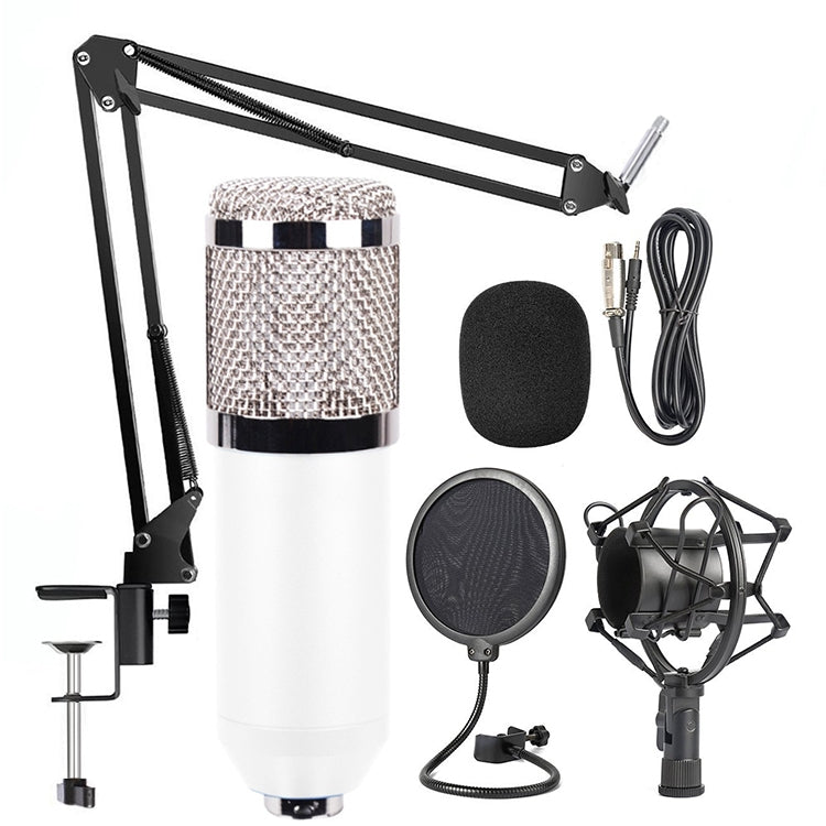 BM-800 Network K-Song Dedicated High-end Metal Shock Mount Microphone Set(White) - Microphone by buy2fix | Online Shopping UK | buy2fix