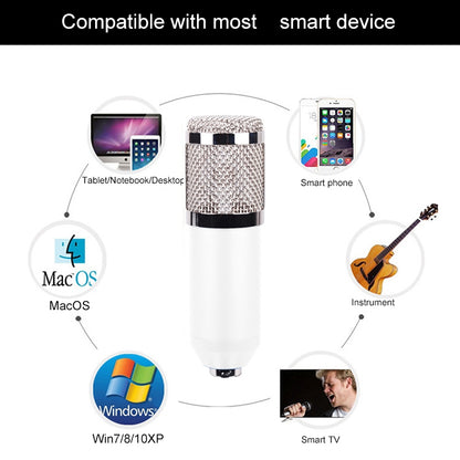BM-800 Network K-Song Dedicated High-end Metal Shock Mount Microphone Set(White) - Microphone by buy2fix | Online Shopping UK | buy2fix