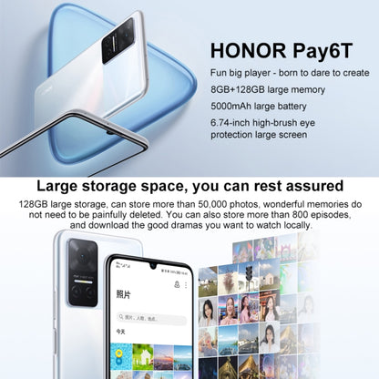Honor Play6T 5G, 8GB+128GB, China Version, Triple Back Cameras, Side Fingerprint Identification, 5000mAh Battery, 6.74 inch Magic UI 5.0 (Android 11) MediaTek Dimensity 700 Octa Core up to 2.2GHz, Network: 5G, OTG, Not Support Google Play(Silver) - Honor by HONOR | Online Shopping UK | buy2fix