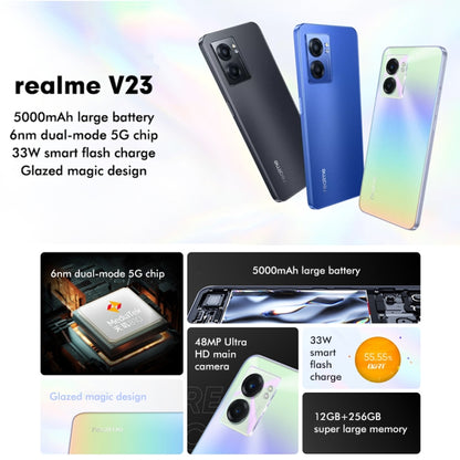 Realme V23 5G, 48MP Camera, 12GB+256GB, Dual Back Cameras, Side Fingerprint Identification, 5000mAh Battery, 6.58 inch Realme UI 3.0 / Android 12 MediaTek Dimensity 810 Octa Core up to 2.4GHz, Network: 5G, Support Google Play(Midnight Black) - Other by Realme | Online Shopping UK | buy2fix
