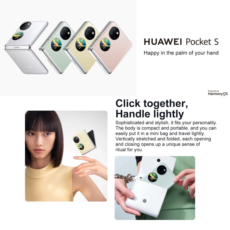 HUAWEI Pocket S 128GB BAL-AL60, 40MP Camera, China Version, Dual Back Cameras, Side Fingerprint Identification, 6.9 inch + 1.04 inch HarmonyOS 3.0 Snapdragon 778G Octa Core up to 2.42GHz, Network: 4G, OTG, NFC, Not Support Google Play(Silver) by Huawei