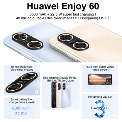 Huawei Enjoy 60 128GB MGA-AL40, 48MP Cameras, China Version, Dual Back Cameras, Face ID & Side Fingerprint Identification, 6000mAh Battery, 6.75 inch HarmonyOS 3.0 Octa Core, Network: 4G, OTG, Not Support Google Play(Black) by Huawei