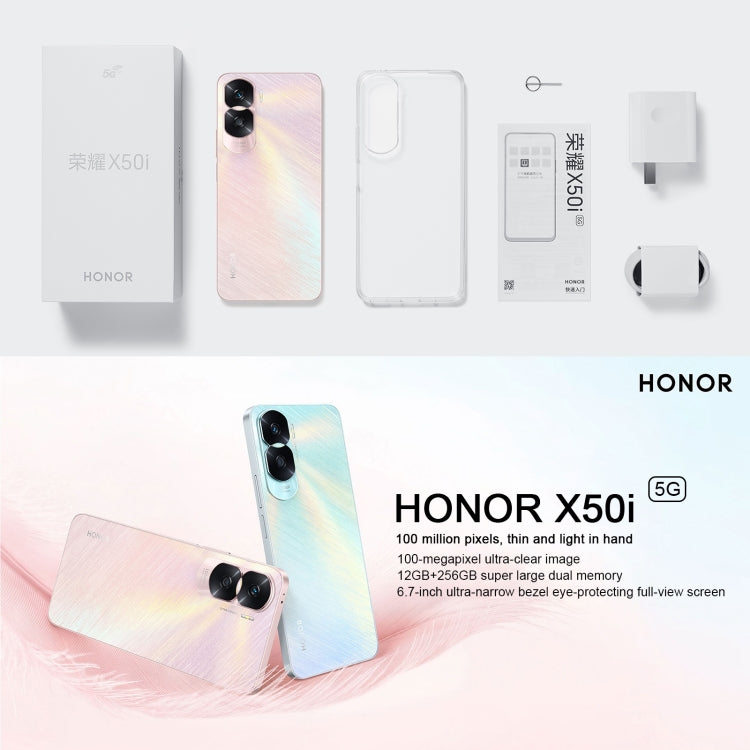 Honor X50i 5G CRT-AN00, 100MP Cameras, 12GB+256GB, China Version, Dual Back Cameras, Side Fingerprint Identification, 4500mAh Battery, 6.7 inch MagicOS 7.1 / Android 13 Dimensity 6020 Octa Core up to 2.2GHz, Network: 5G, OTG, Not Support Google Play(Pink) - Honor by HONOR | Online Shopping UK | buy2fix